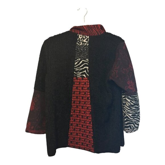 Ali Miles Jacket Women's Size Small Petite Wool blend abstract Zebra houndstooth - Picture 3 of 5